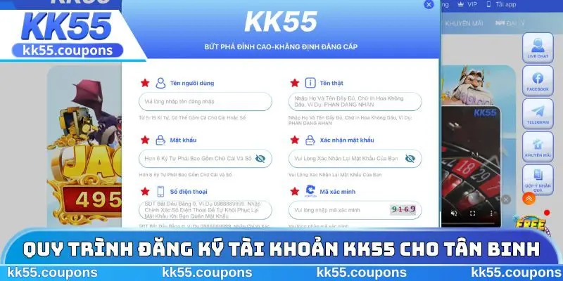 Quy trình đăng ký tài khoản KK55 cho tân binh